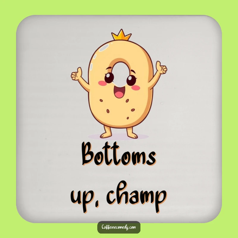 Funny Bagel Coaster - Beaming Victory Dance Table Protector, Humorous Gift
