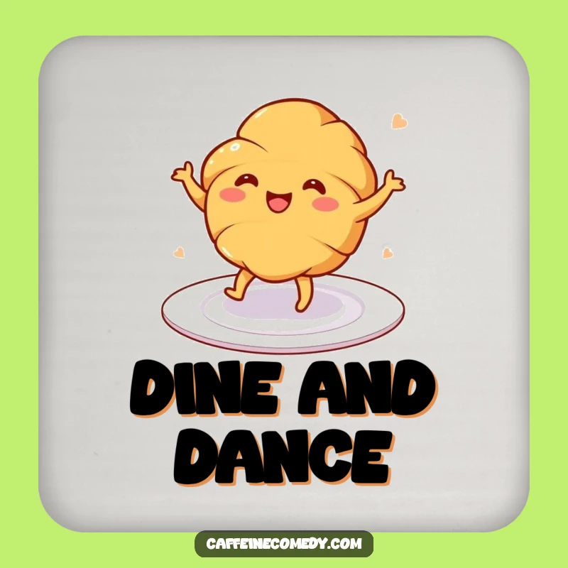 Funny Croissant Dance Coasters - Protect Surfaces with Pastry Fun!