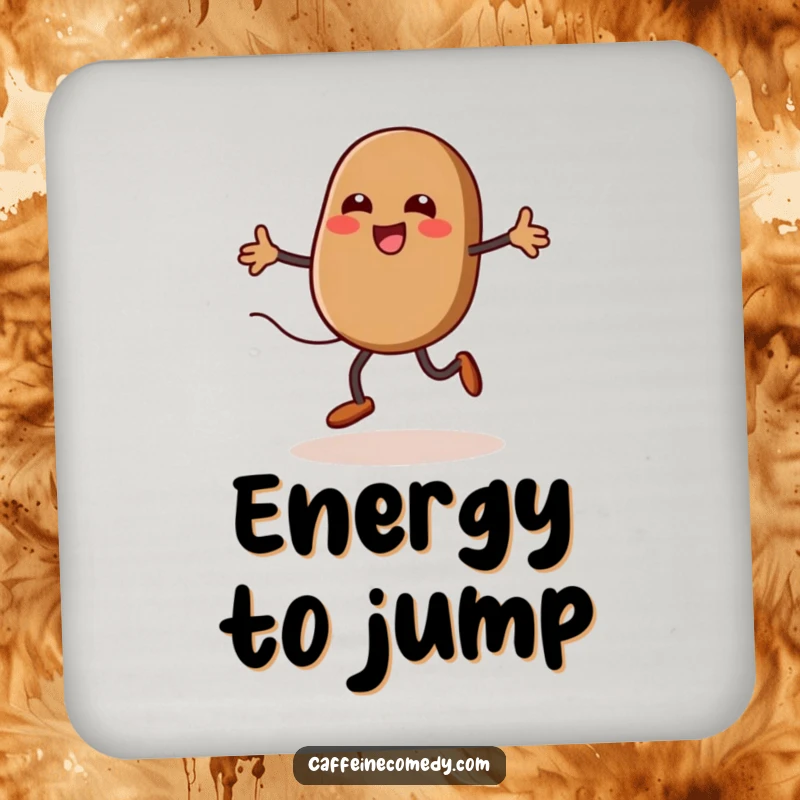 Funny kawaii coffee bean jumping rope, set of coasters, protect furniture, humorous drink accessory, coffee-themed decor.