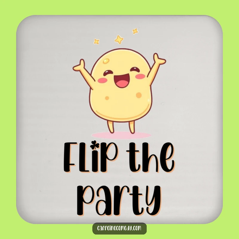 Funny Kawaii Pancake Flipping Coaster: Protect Surfaces with Hilarious Art