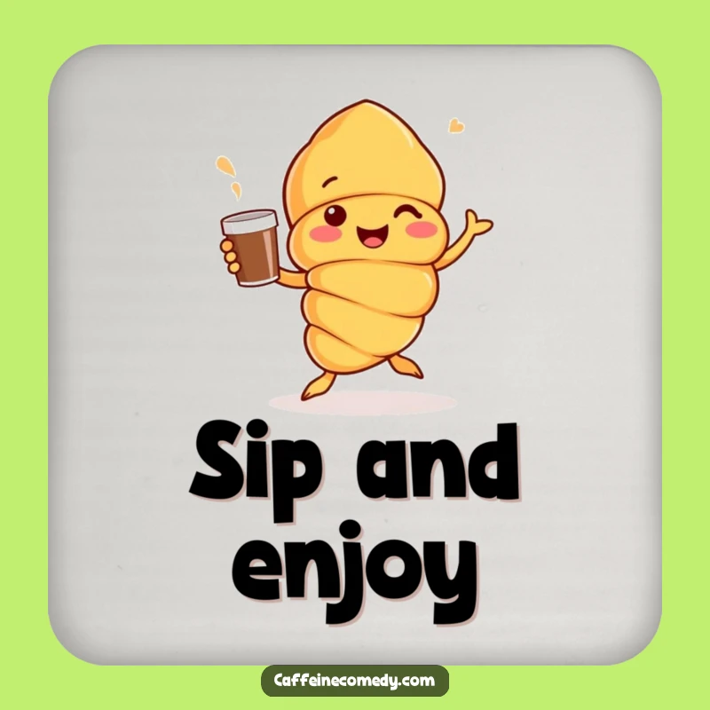 Funny Croissant Coffee Coaster: Cheerful Table Protector