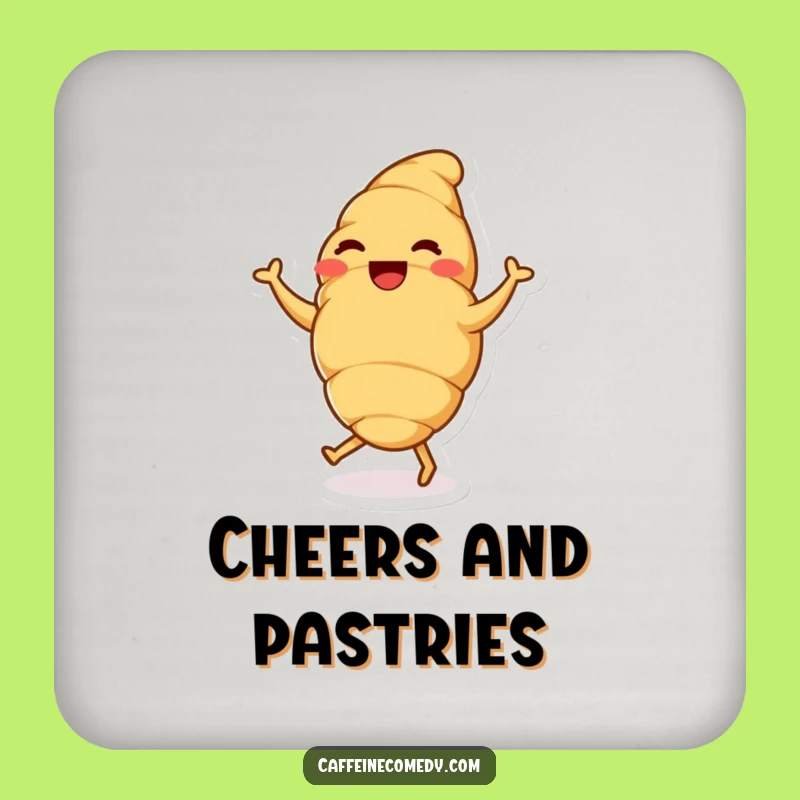 Funny Croissant Dance Coaster Set: Protect Surfaces with Sweet Humor