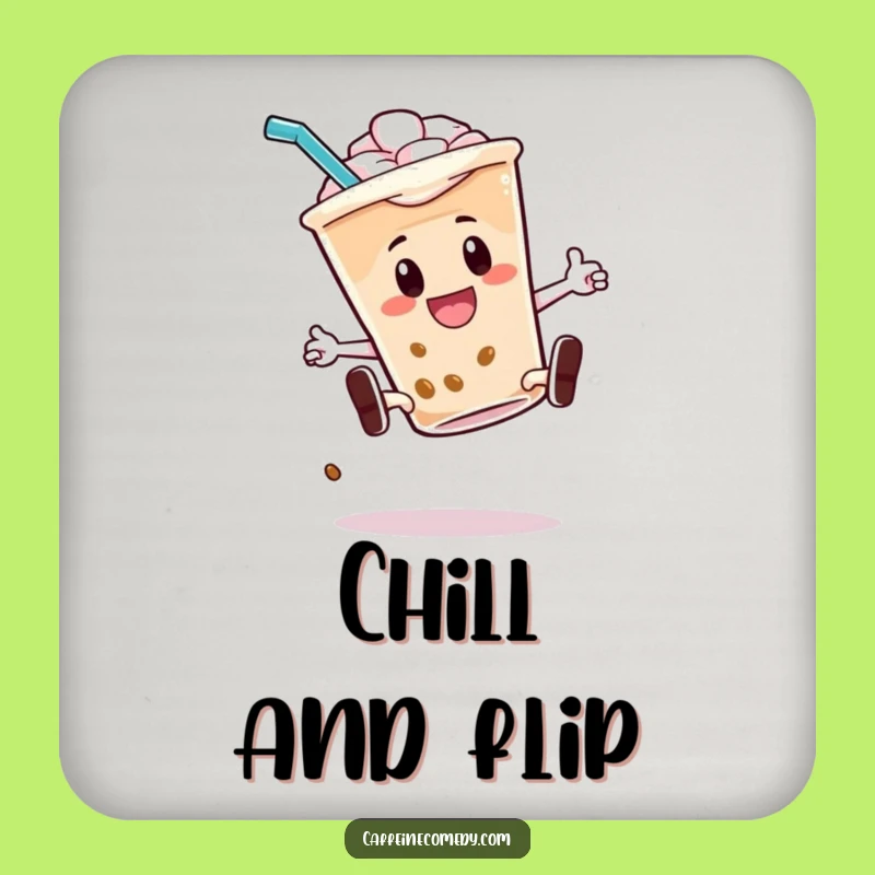 Funny Iced Coffee Kickflip Coaster: Protect Surfaces With Cool Action!