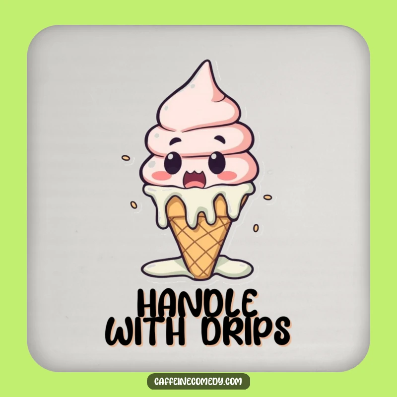 Funny Kawaii Ice Cream Melting Coaster: Protect Surfaces with Hilarious Dessert Art