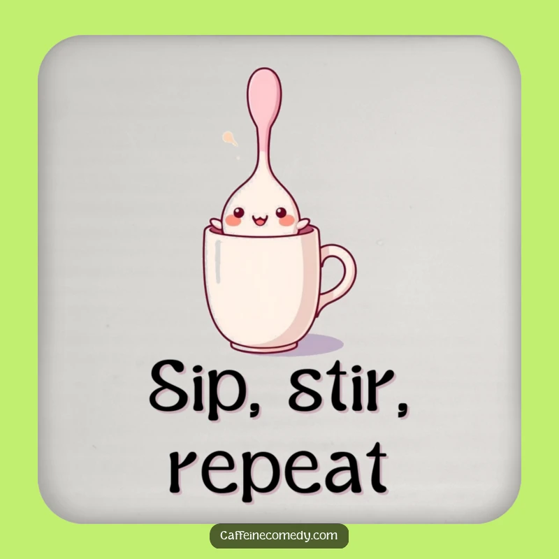 Funny Kawaii Spoon Dance Coaster - Protect Surfaces with Whimsy!