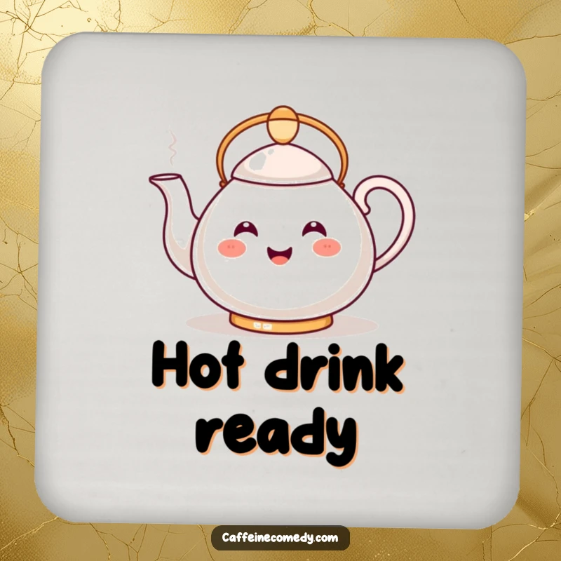 Funny Kawaii Teapot Coasters: A set of coasters featuring a happy teapot pouring a steamy stream, offering protection and charm.