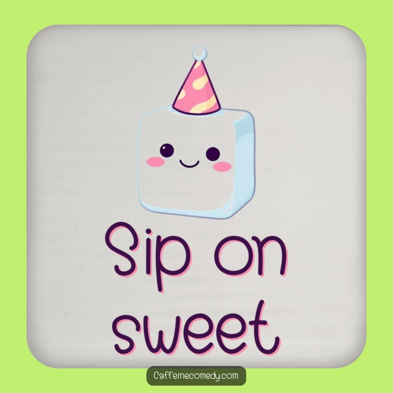 Funny Sugar Cube Party Hat Coaster: Protect Surfaces with Sweet Fun
