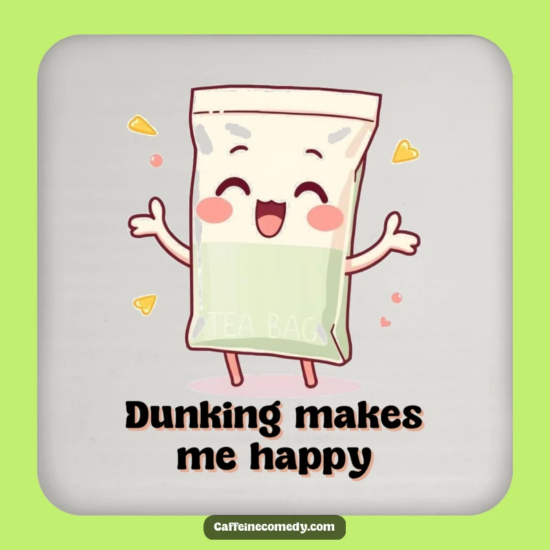 Funny Tea Bag Coaster: Enthusiastic Dunk - Protect Surfaces Funny Gift!