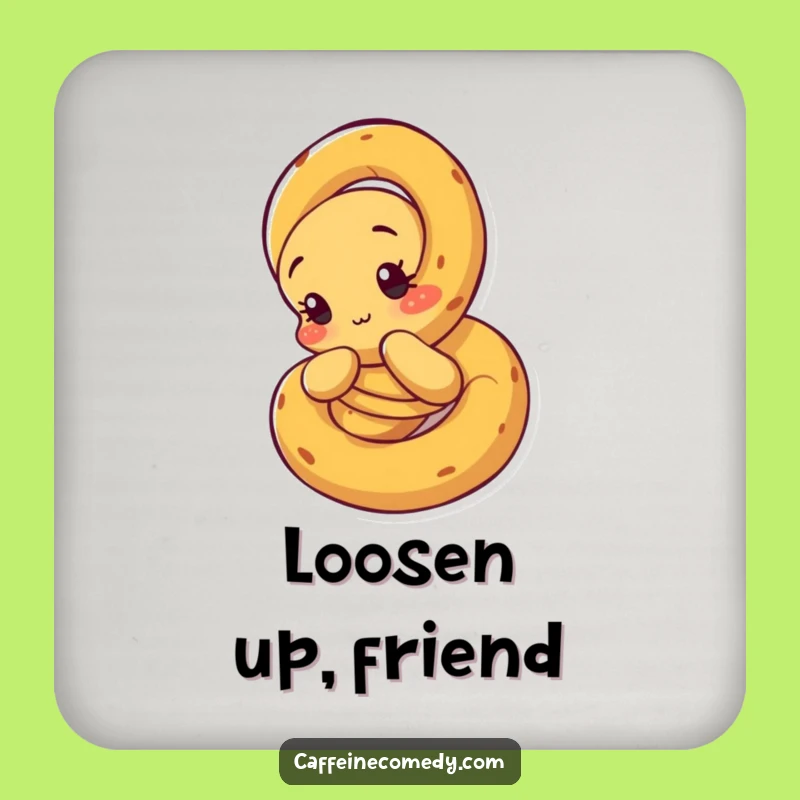 Funny Unraveling Pretzel Drink Coaster: Curious Character Unraveling Itself, Tabletop Gift