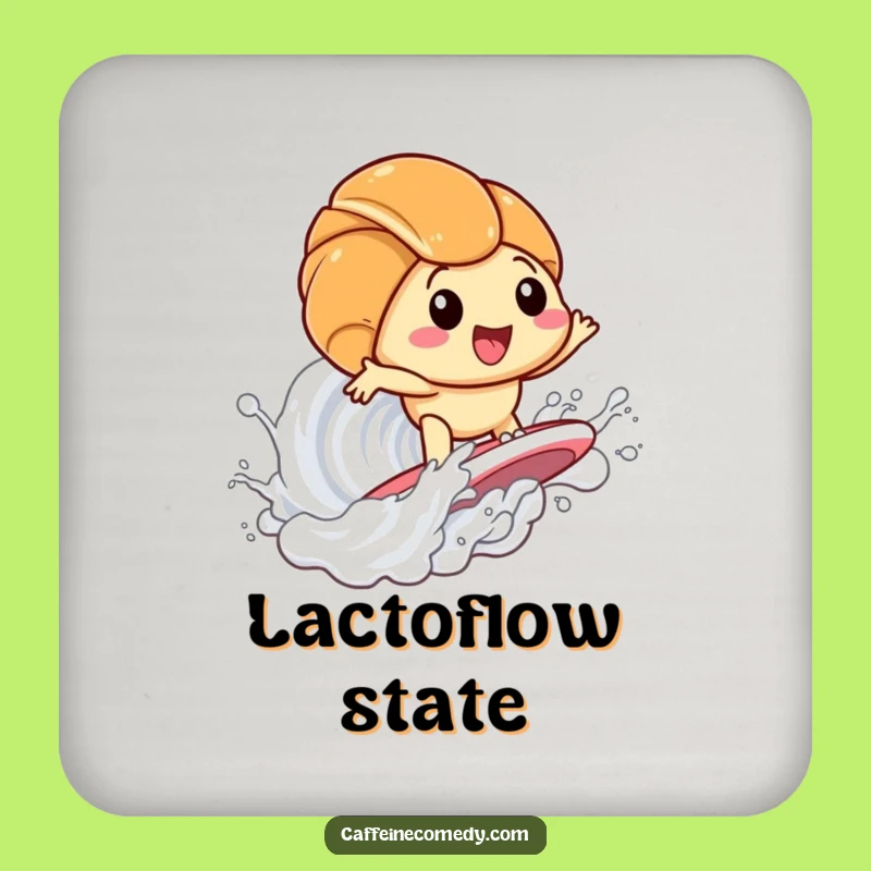 Funny Kawaii Croissant Surfing Milk Coasters: Protect Surfaces with Playful Humor