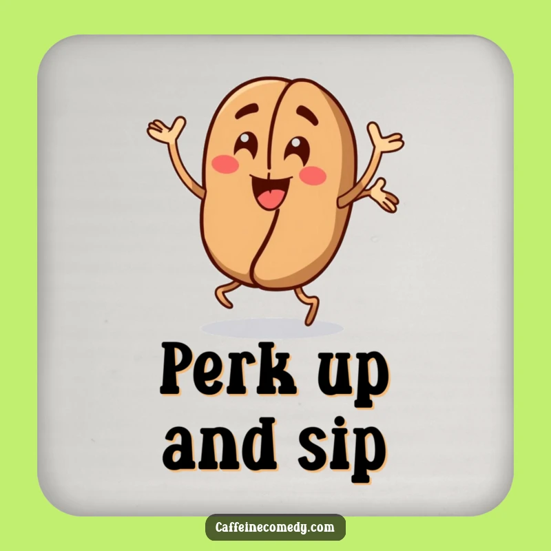 Funny Coffee Bean Coaster: Keep Surfaces Safe with Jumping Jacks, a Small Gift!