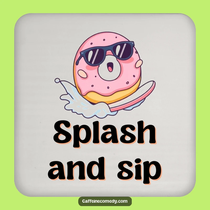 Funny Surfing Donut Coasters - Protect Surfaces with a Splash!