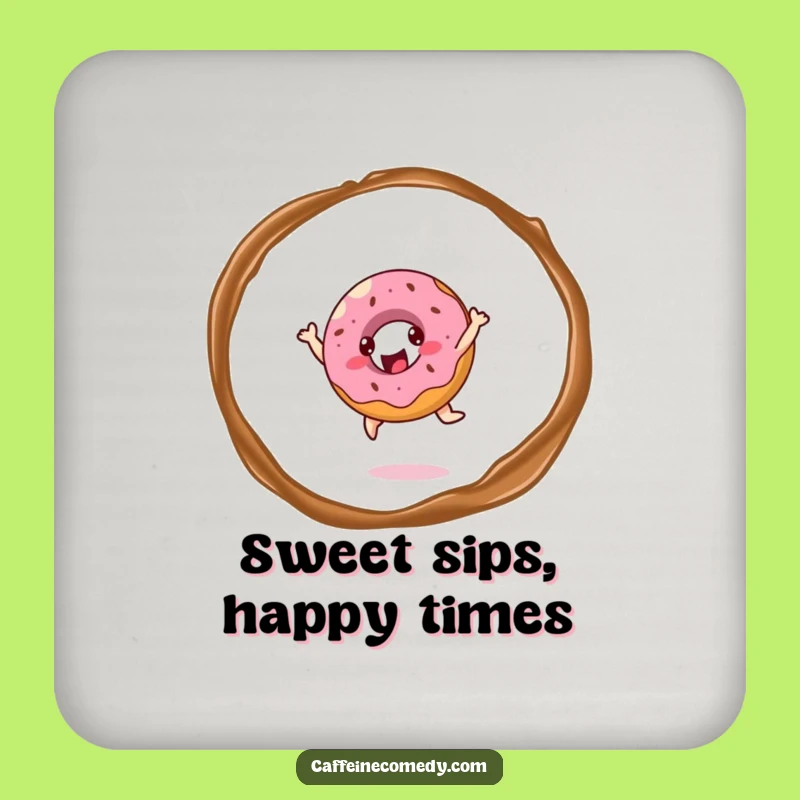 Funny Donut Leaping Drink Coaster - Protect Surfaces with Sweet Charm