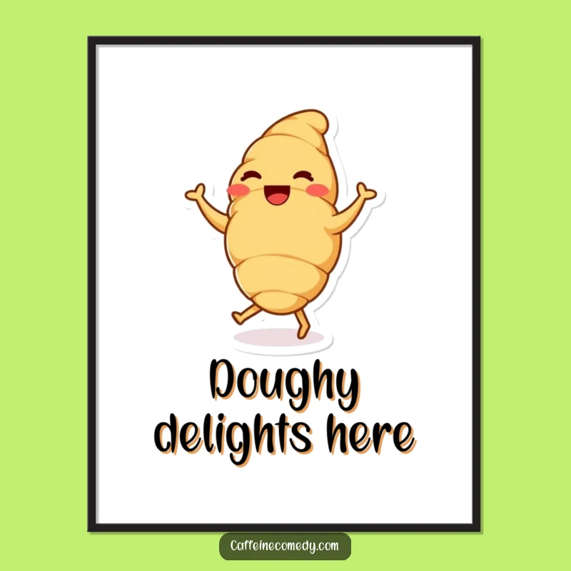 Funny Croissant Dance Art Poster: Whimsical Wall Decor and Hilarious Gift