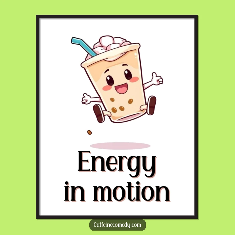 Funny Iced Coffee Kickflip Poster: Energetic Wall Art, Perfect For Cool Spaces!