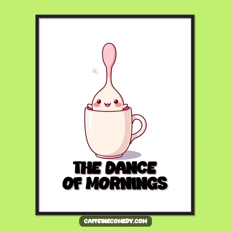 Funny Kawaii Spoon Dance Poster - Brighten Your Space with Joyful Art