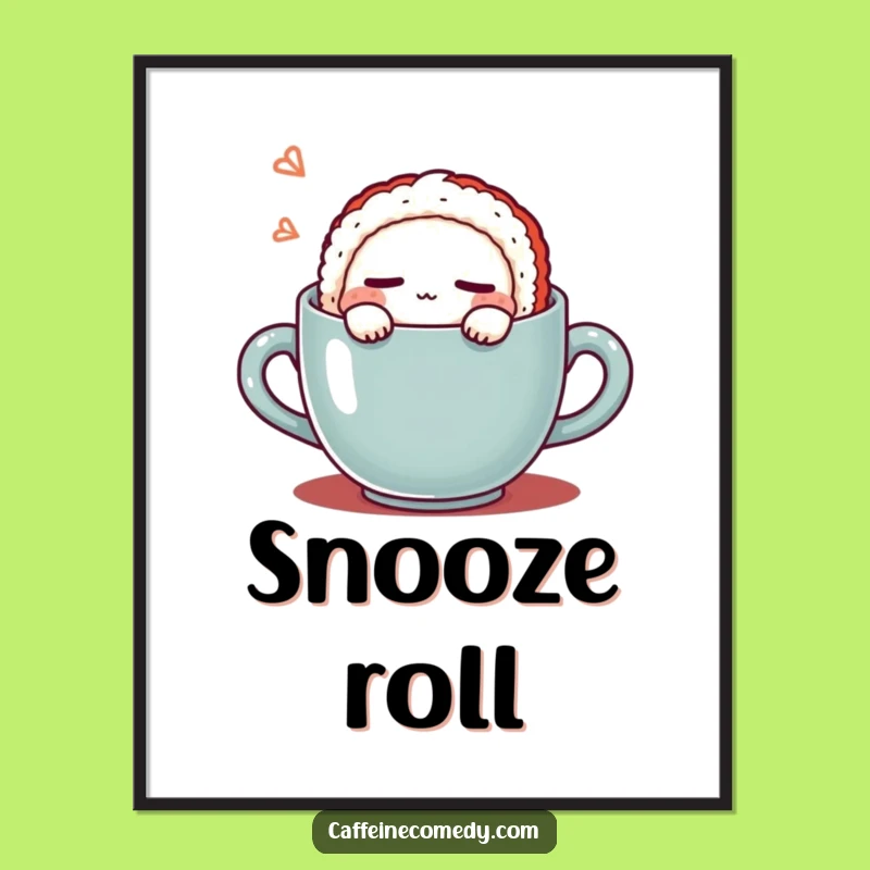 Funny Kawaii Sushi Coffee Poster: Whimsical Art for Sushi Enthusiasts
