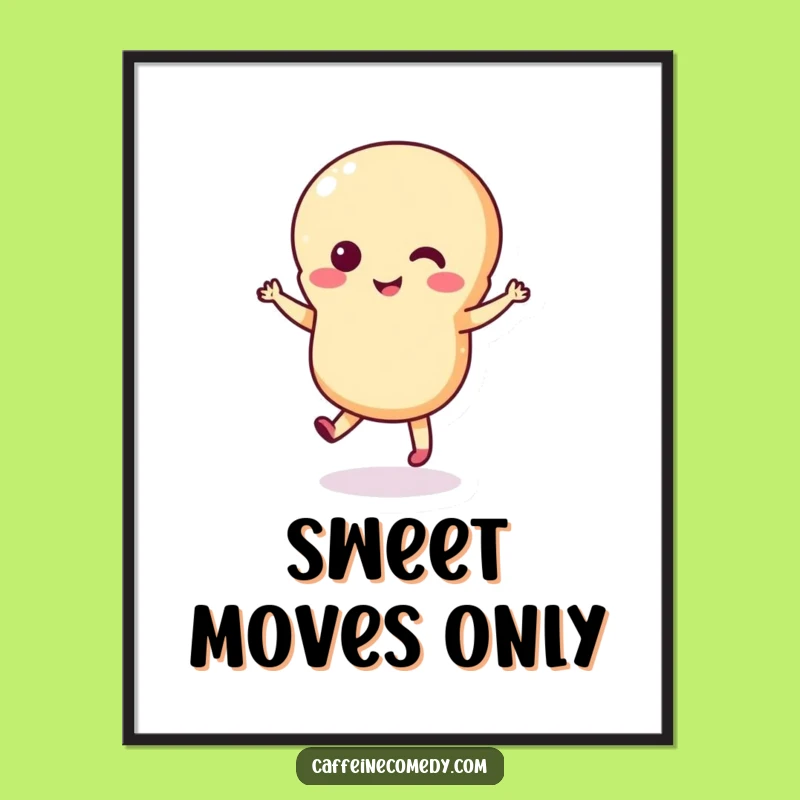 Funny Macaron Dance Poster: Decorate with This Playful Character Art, Vibrant Funny Gift for Walls