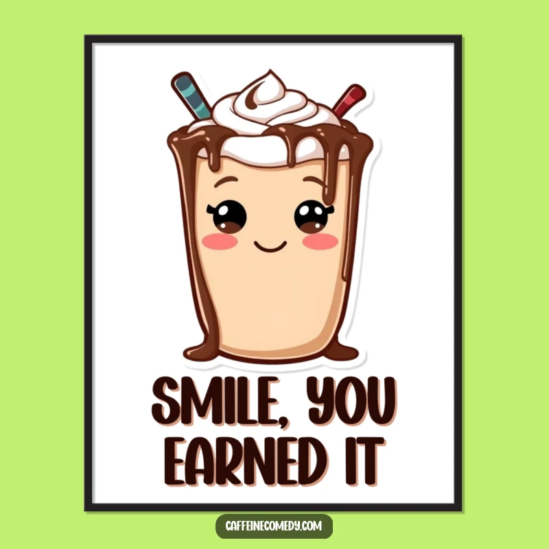 Funny Mocha Poster: Cheerful Smiley Character Art for Happy Decor