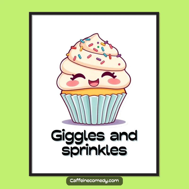 Funny Giggling Cupcake Poster - Adorable & Humorous Dessert Art Gift!