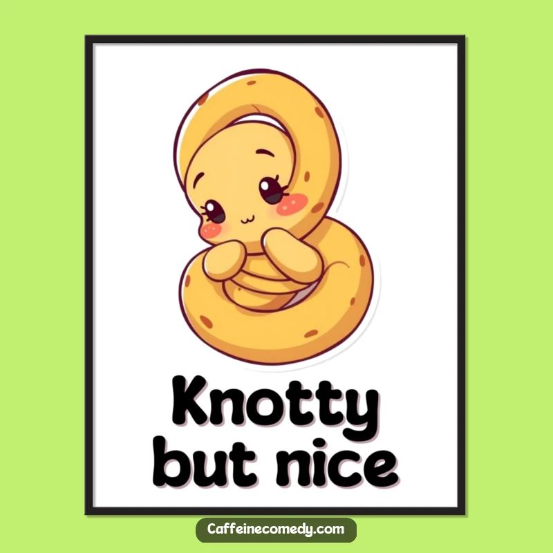 Funny Unraveling Pretzel Poster: Curious Character Unraveling Itself, Intriguing Wall Art