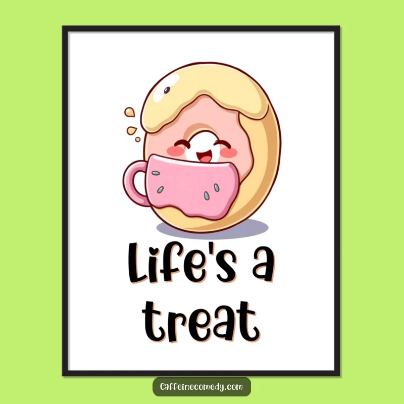 Funny Donut Wink Poster: Giant Coffee Art Print