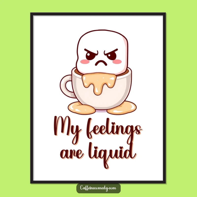 Funny Grumpy Marshmallow Hot Chocolate Poster: Cozy Vibes Art, Amazing Funny Gift Idea