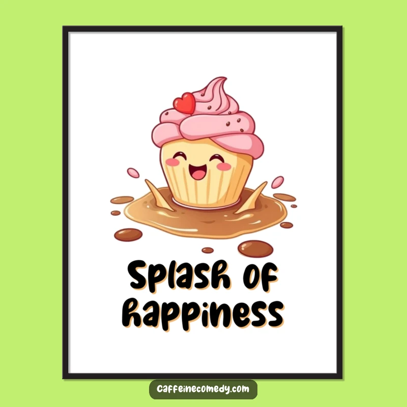 Funny Cupcake Coffee Splash Poster: Add Sweetness to Your Walls