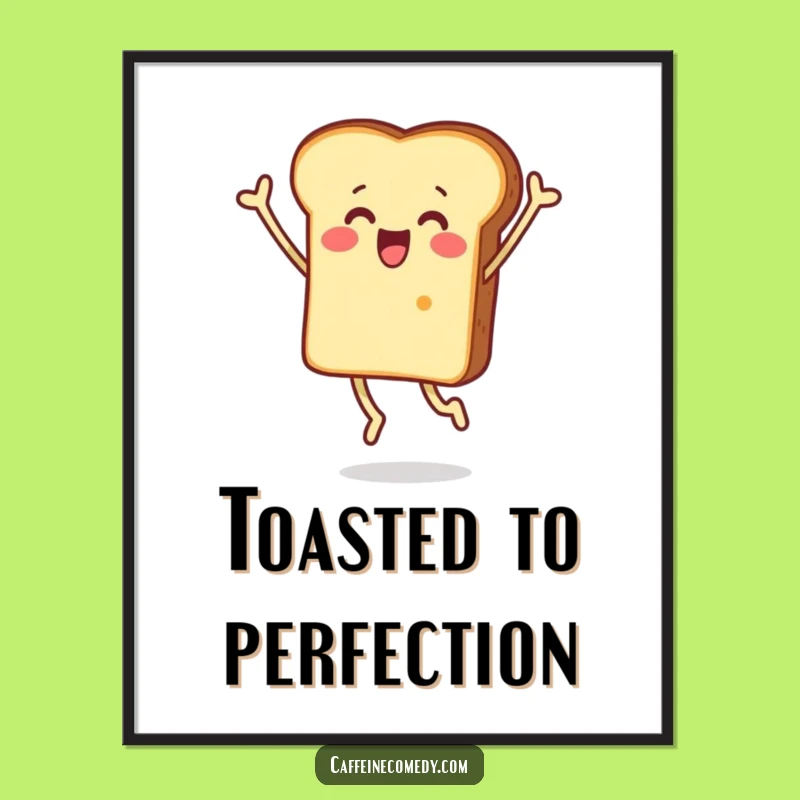 Funny Surprised Toast Jumping Poster: Decorate with Shockingly Happy Art!