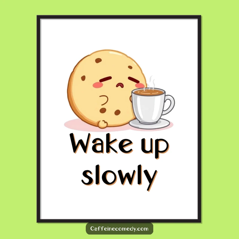 Funny Kawaii Cookie Espresso Poster: Hilarious Art for Coffee Lovers