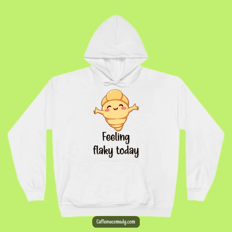 Cozy Funny Croissant Stretch Hoodie: Happy Flaky Character, Warm Gift