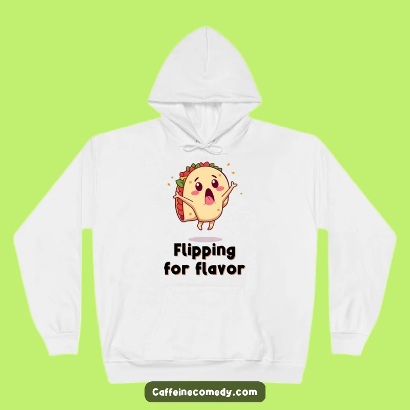 Funny Taco Cartwheel Hoodie: Cozy Surprised Character, Warm & Hilarious!