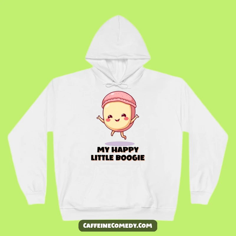 Funny Dancing Macaron Hoodie: Cozy Pastry Character Doing a Tiny Dance, Perfect Gift