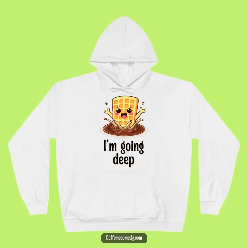 Funny Enthusiastic Waffle Coffee Splash Hoodie: Cozy & Energetic, The Ultimate Funny Gift