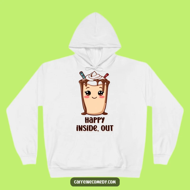 Funny Mocha Hoodie: Cozy Up with a Cheerful Smiley Character
