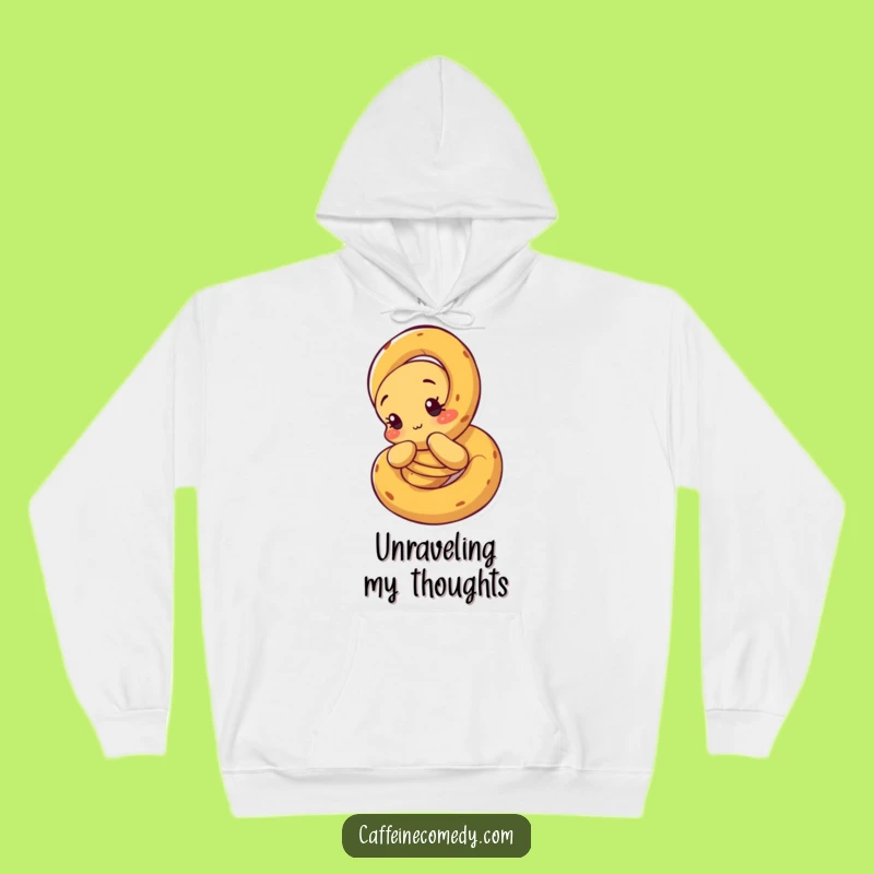 Funny Unraveling Pretzel Hoodie: Cozy Character Unraveling Itself, Warm & Quirky Gift
