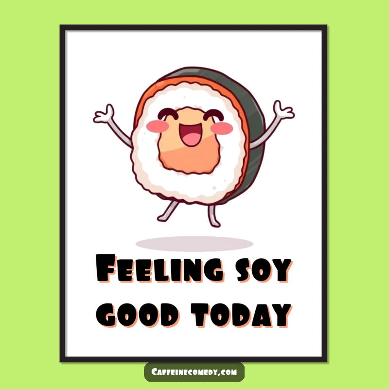 Free Printable Wall Art: Comical Sushi Dance Humorous Downloadable Decor