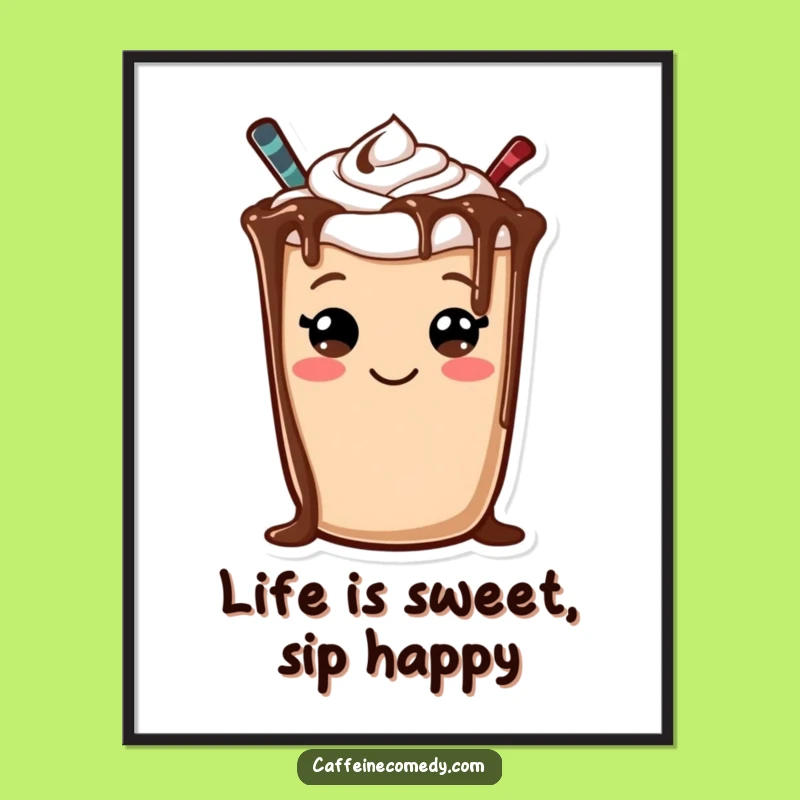 Free Printable Wall Art: Cheerful Mocha Character, Sweet Smiles, Quirky Downloadable Decor