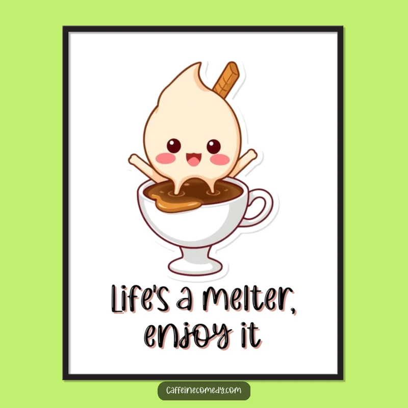 Free Printable Wall Art: Melting Ice Cream Coffee - Funny Downloadable Foodie Gift!