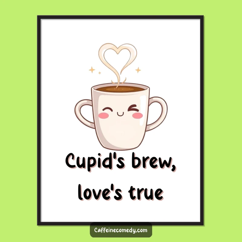 Free Printable Wall Art: Winking Coffee Mug Heart Steam For Cozy Decor