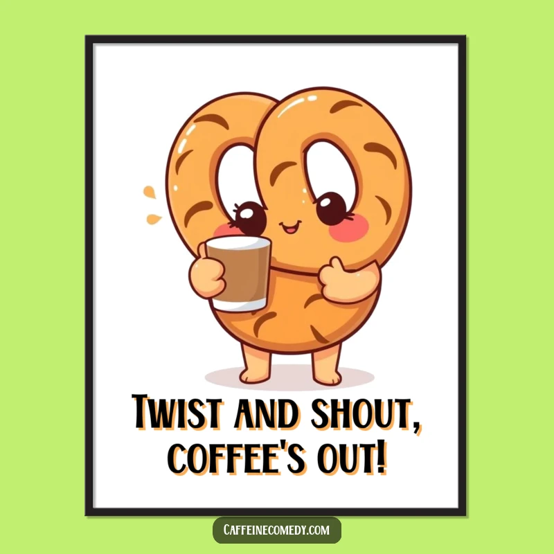 Free Printable Wall Art: Winking Pretzel Coffee - Funny Downloadable Foodie Gift!