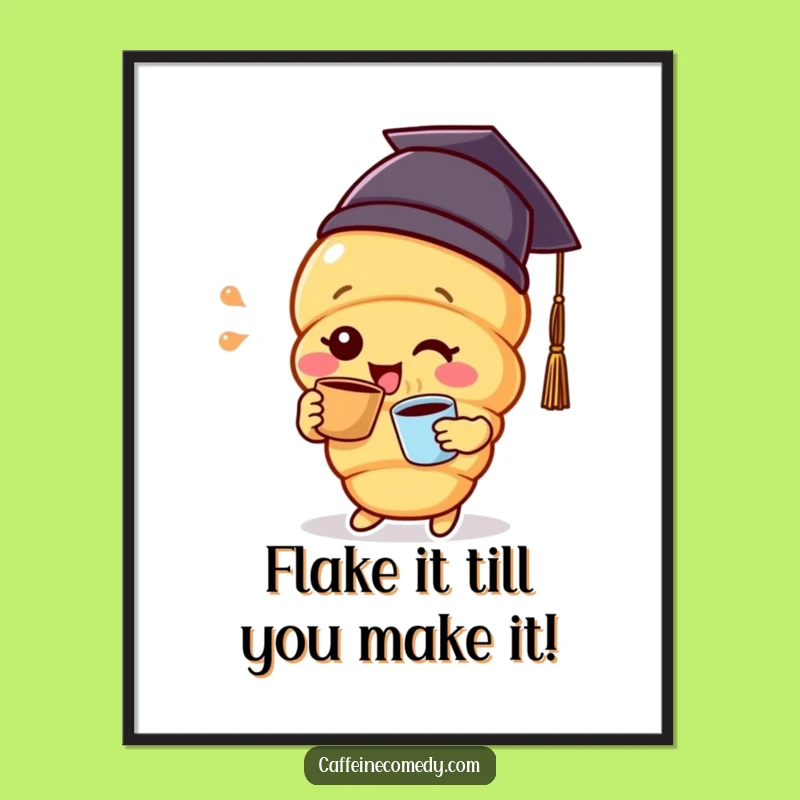 Funny Free Printable Wall Art: Croissant Graduate - Downloadable Humorous Decor