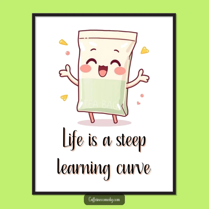 Funny Free Printable Tea Bag Art: Dunking Character Downloadable Gift for Decor