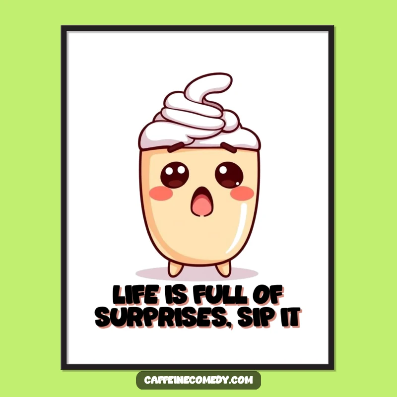 Free Printable Shocked Latte Art - Funny Downloadable Decor for Coffee Addicts