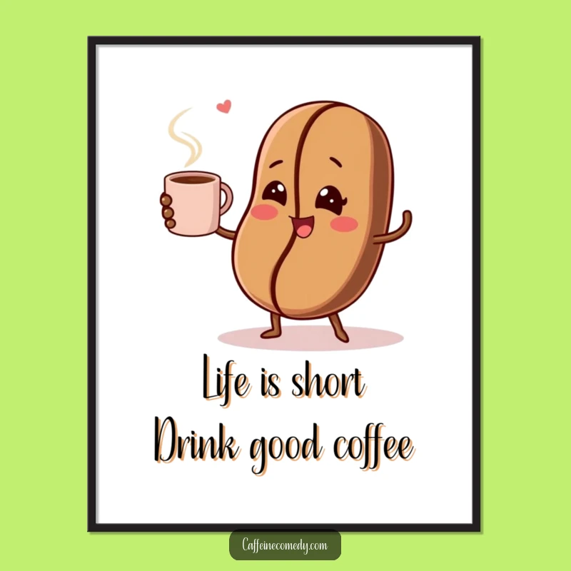 Free Printable Wall Art: Winking Coffee Bean Juggling Mug Humorous Decor
