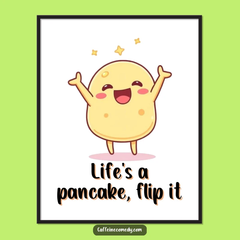 Free Printable Wall Art: Flipping Kawaii Pancake, Hilarious Downloadable Decor Gift