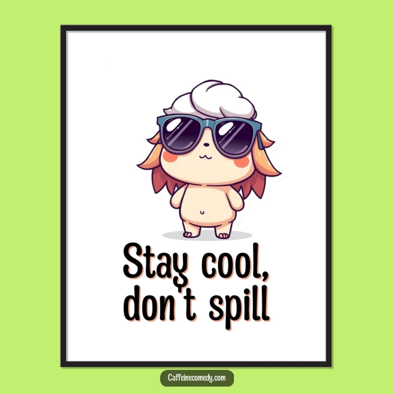 Free Printable Wall Art: Cool Cold Brew Character, Relaxed Vibes, Quirky Downloadable Home Decor