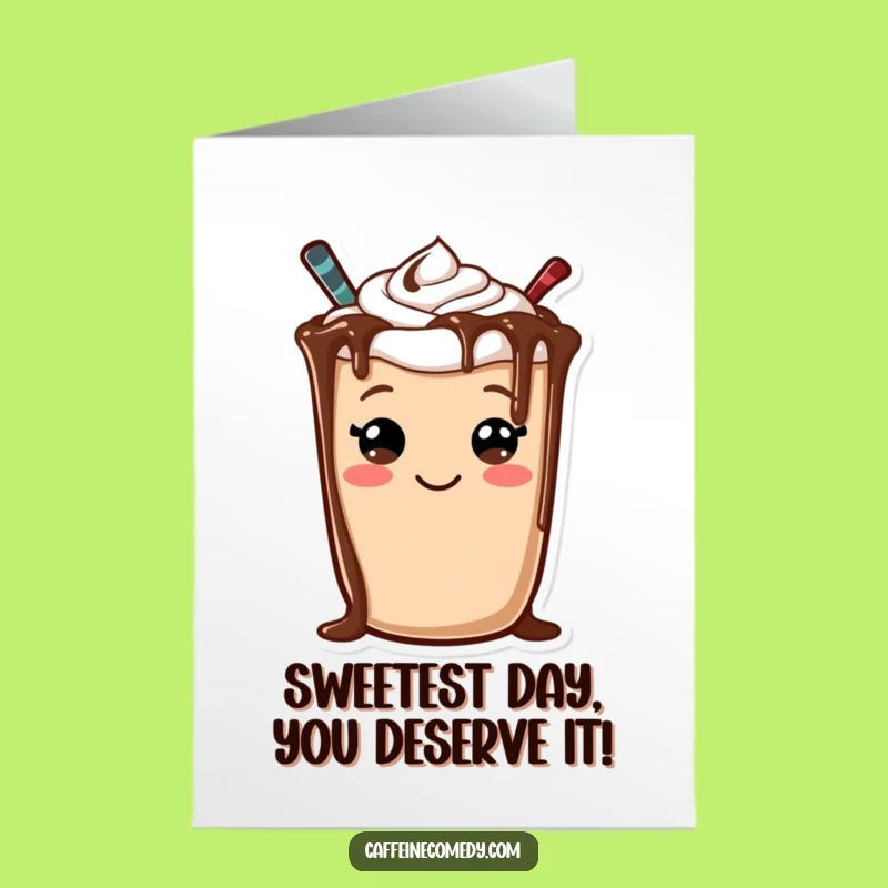 Free Printable Birthday Card: Cheerful Mocha, Smiley Drizzle, Sweet Downloadable Gift