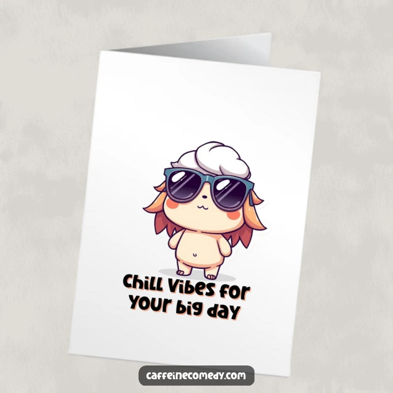 Funny free printable birthday card: a cool cold brew character in tiny sunglasses, looking super relaxed and oh-so-chill.