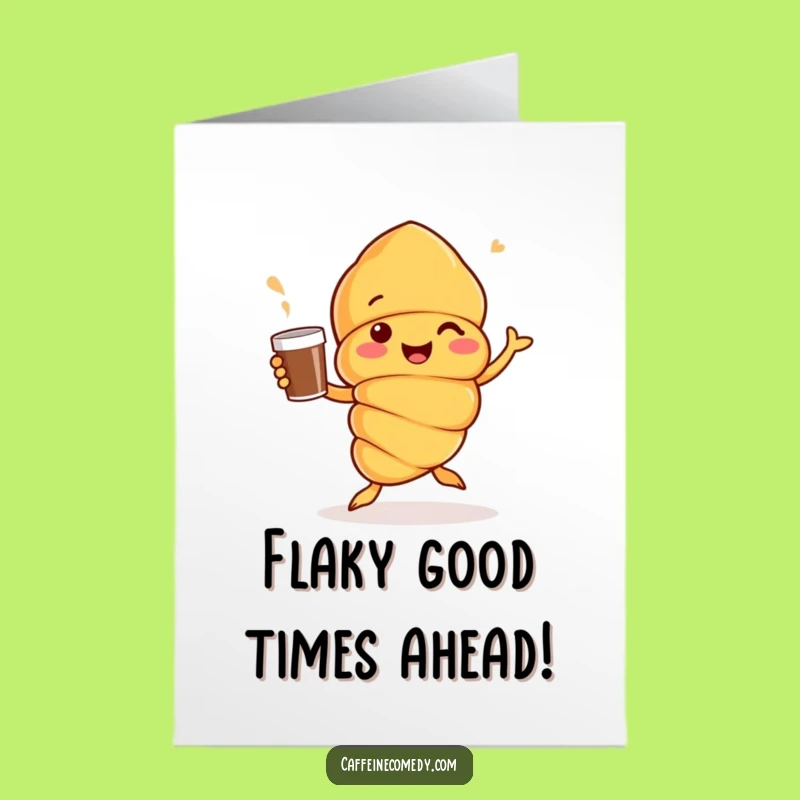 Free Printable Birthday Card: Funny Croissant Jigging, Coffee Lover Card for Him/Her